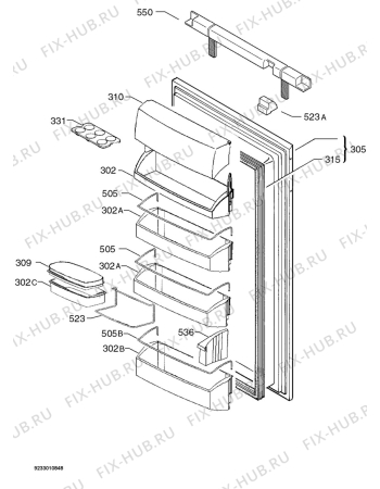 Взрыв-схема холодильника Aeg Electrolux SK91005-5I - Схема узла Door 003